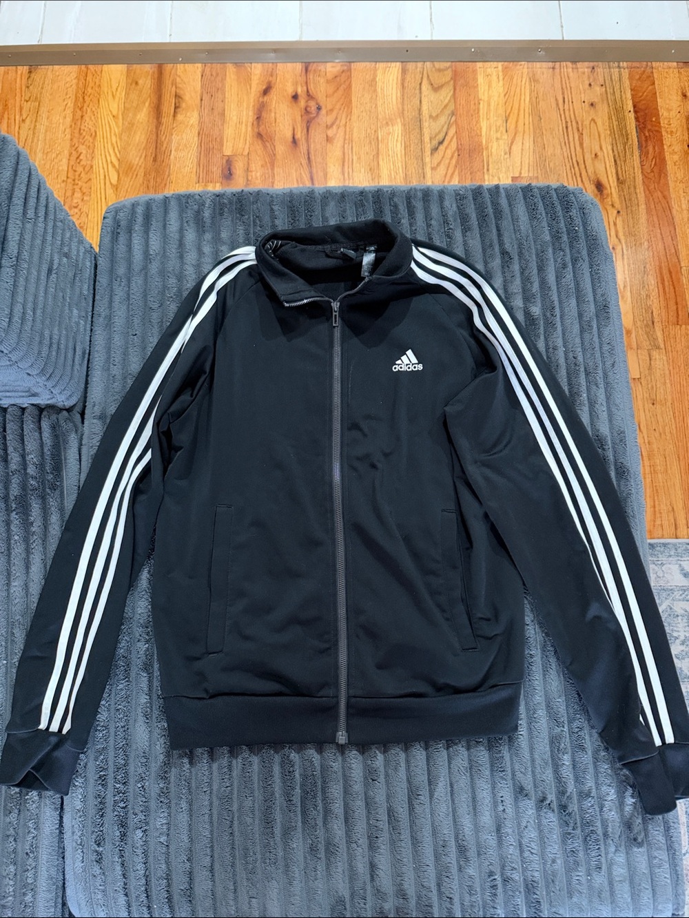 adidas Black Track Jacket with White 3-Stripes